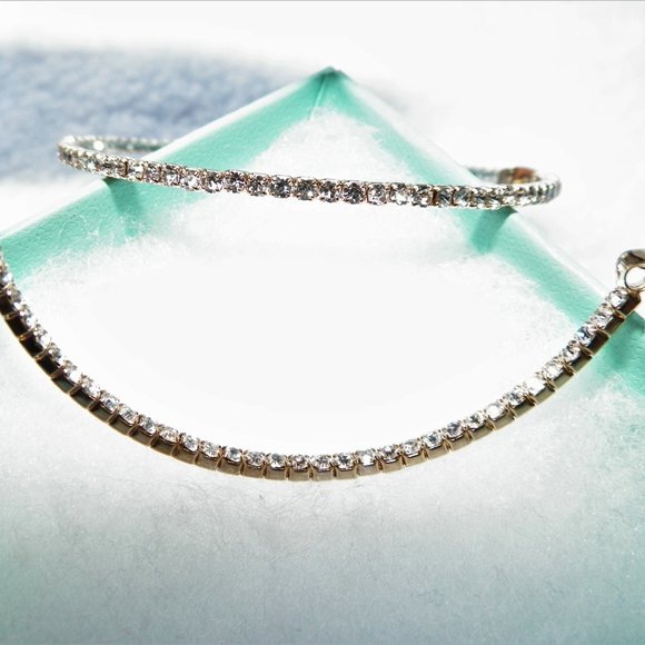 NWT 2 3/4" Gold In & Out Rhinestone Hoop Earrings Forever 21 - Picture 4 of 10